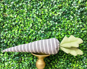 Large Burlap Stripe Plush Carrot ~ 7in x 3.5 in