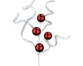 Red and White Curly Ball Pick - 18 inch