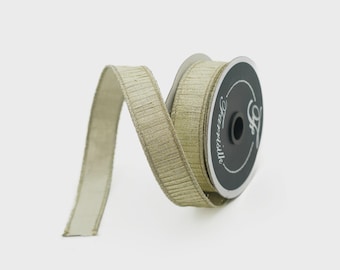 1 inch Champagne Gold Pleated Metallic Ribbon ~ Wired ~ 10 Yards