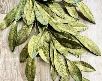 Metallic Green Bay Leaf Spray ~23.5”