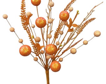 Orange Glitter Ball Filler Bush - 21 inch