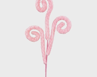 Fuzzy Pink Spiral Curly Spray - 28 inch