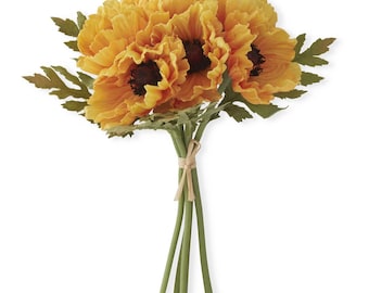 Real Touch Yellow Poppy Bundle - 6 stems - 12.5 inch