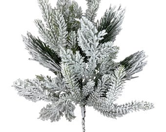 Flocked Swiss Pine Spray ~ 24 inches ~ 9 tips