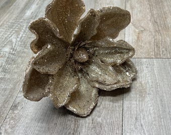 Micro Beaded  Gold Magnolia Stem - 24inch