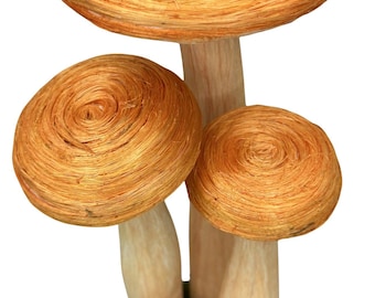 Orange Sisal Mushroom Decor ~ Mushroom Wreath Attachment ~ 13 inch