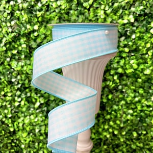 Micro carreaux Farrisilk bleu clair 1,5 po. ~ 10 mètres ~ Avec fil