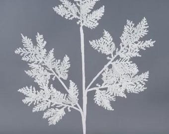 White Glittered Cedar Spray ~ 28 Inch