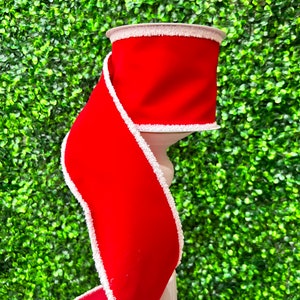 4 inch rood fluwelen lint met pluizige randen