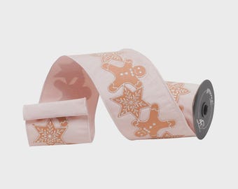 Happy Cookies Gingerbread Christmas Ribbon~ 4 inch ~ 5 yards ~ Wired ~ Farrisilk