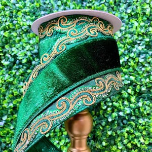 4 Inch Emerald Grand Tapestry Ribbon - 5 yards
