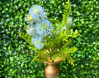 Blue Green Globe Flower Spray - 19 inch