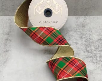 2.5 inch Asher Tartan Plaid Ribbon ~ Wired ~ 10 Yards
