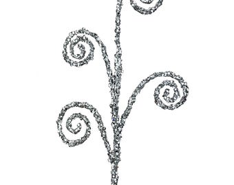 Silver Sparkly Curly Spray ~ 29in