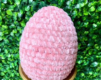 Pink Yarn Easter Egg Decor - 6 inches