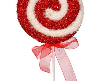 Sparkle Candy Swirl Disc with Bow Lollipop - 22 Inch