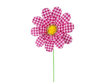 Hot Pink Houndstooth Sunflower Spray