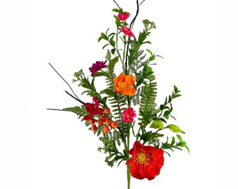 Pink & Orange Wildflower Spray - 28 inch