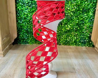 Red Mini Jester Diamond Lace Ribbon~ 2.5 Inch x 5 Yards