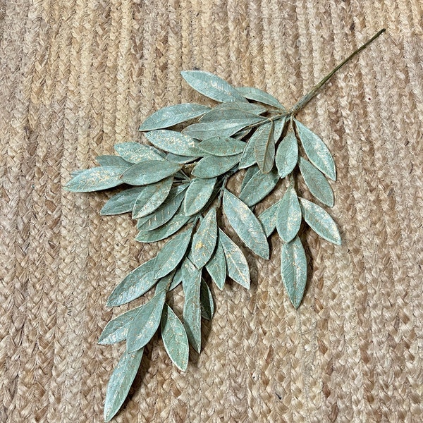 Sage Green Elegant Bay Leaf with Gold Flakes ~23”