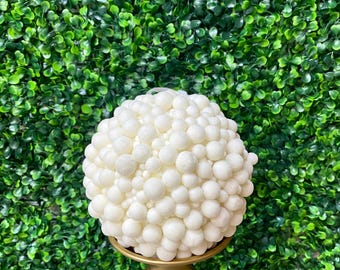 White Pom pom Ball Ornament - 5 inch