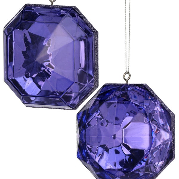 Amethyst Acrylic Gem Ornament - Purple Round or Square Jewel - 4 inches - SOLD SEPARATELY