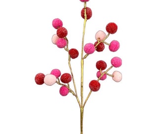 Red Pink & Gold Felt Ball Spray ~ 26 Inch