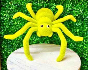 Lime Green Flocked Spider - 15x15 inch