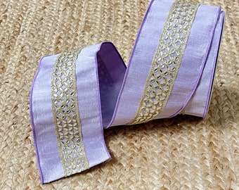 4 inch Farrisilk Lavender Purple Jeweled Ribbon ~ 10 yards ~ Wired