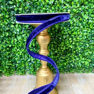 0.75” Navy Blue Velvet Luster ~ Farrisilk ~ 10 yards ~ Wired