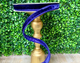 0.75” Navy Blue Velvet Luster ~ Farrisilk ~ 10 yards ~ Wired
