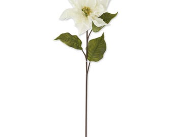 27 Inch Real Touch White Poinsettia Stem