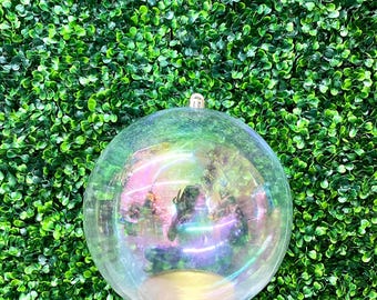200mm Iridescent Clear Ball Ornament