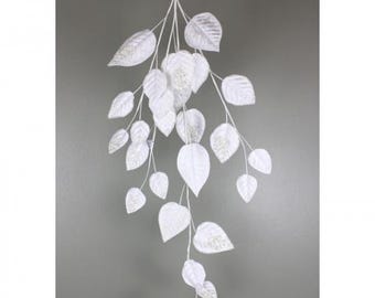 White Glitter Velvet and Lacquered Leaf Bush ~ 39 in x 15 in