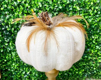 Knitted Feather Pumpkin - Small - 6H x 7.5W