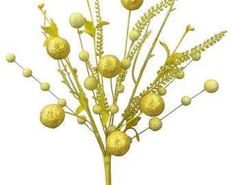 Yellow Glitter Ball Filler Bush - 21 inch