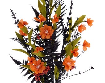 Halloween Orange Floral Bush - 29 inch