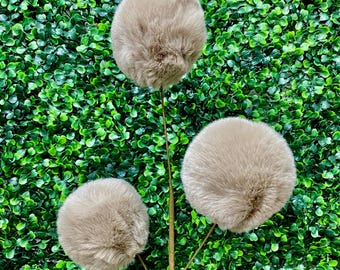Beige Tan Fur Ball Spray ~ Height 29 Inch
