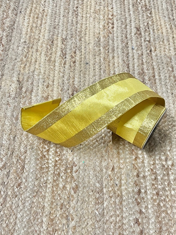 Ribbon Traditions 2 1/2 Wired Glitter Ribbon Yellow Gold - 25 Yards