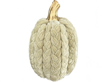 Champagne Cream Braided Velvet  Pumpkin ~ 10 inches