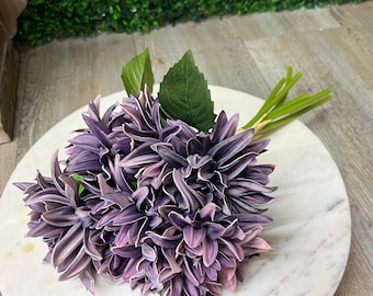 Purple Real Touch Dahlia Bundle ~ 6 stems ~ 12 Inch