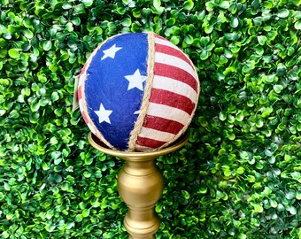 Fabric and Jute Patriotic Orb - 5 inch