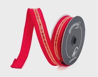 1 Inch Red and Gold Twinkle Trim Ribbon ~ 10 yards ~ Wired