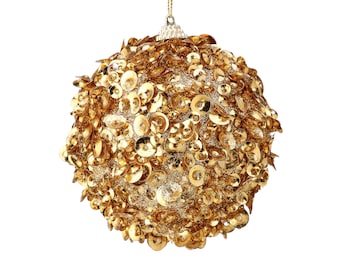 Gold Glamour Sequin Ball Ornament - 4 Inch