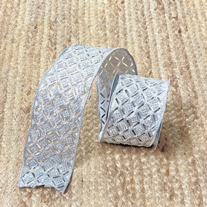 4 inch Farrisilk Silver Diamond Jeweled Embroidered Ribbon~ 5 yards
