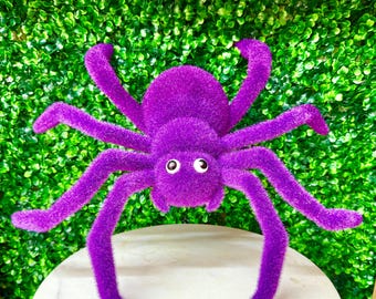 Purple Flocked Spider - 15x15 inch