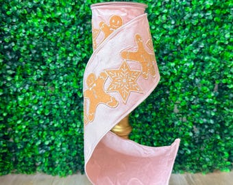 Happy Cookies Gingerbread Christmas Ribbon~ 4 inch ~ 5 yards ~ Wired ~ Farrisilk