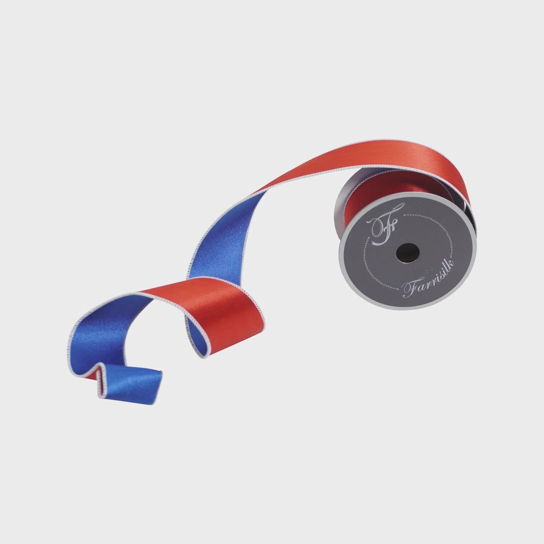 2.5 Inch Red and Blue Double Sided Satin Wired Ribbon ~ 10 Yards - Etsy