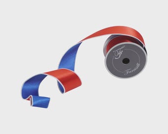 2.5 inch Red and Blue Double Sided Satin Wired Ribbon ~ 10 Yards
