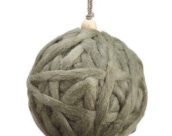 Grey Yarn Ball Ornament - 4 inch
